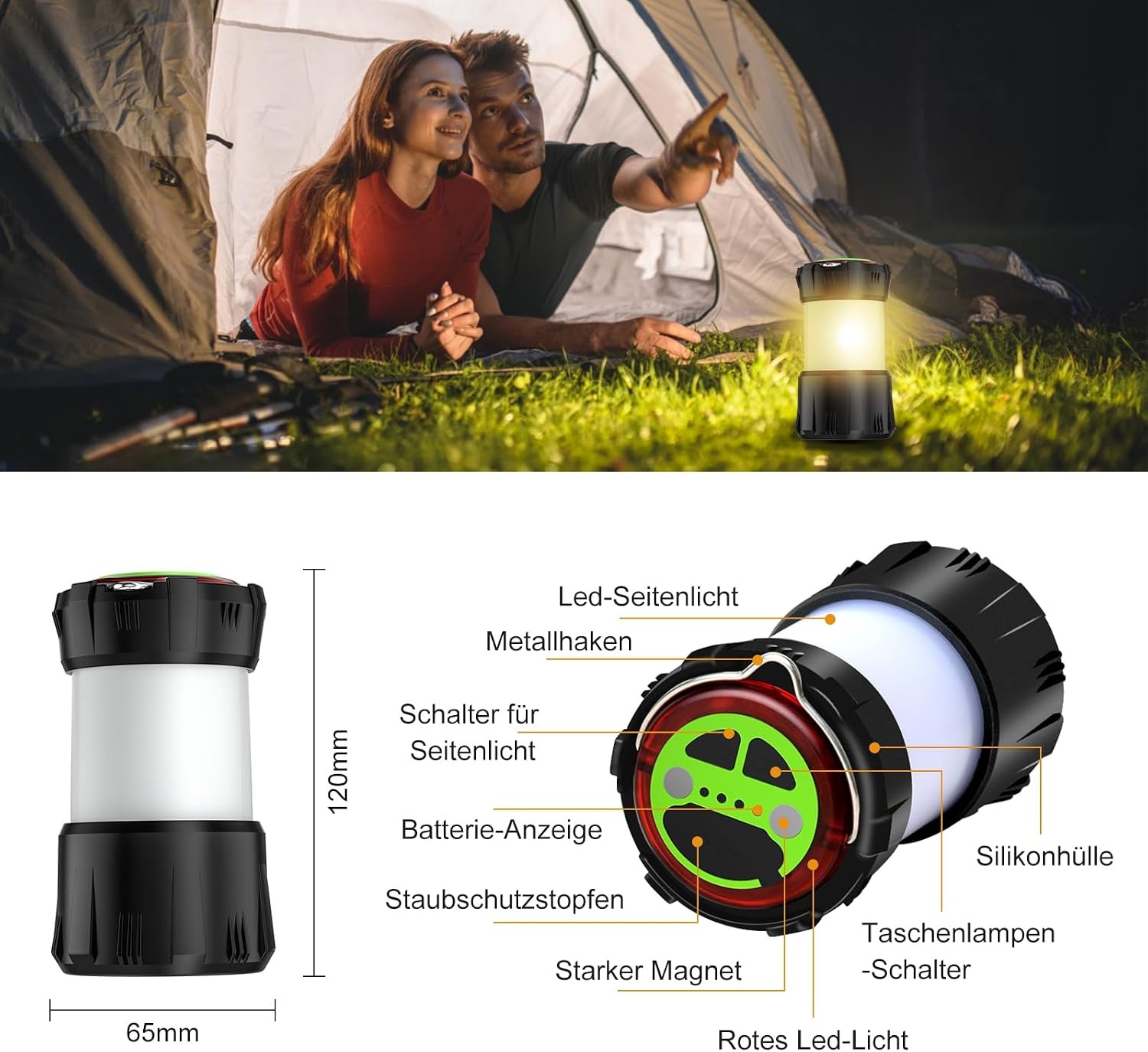 LED Campinglamp met 8 Lichtmodi | USB Oplaadbaar | 55% Korting
