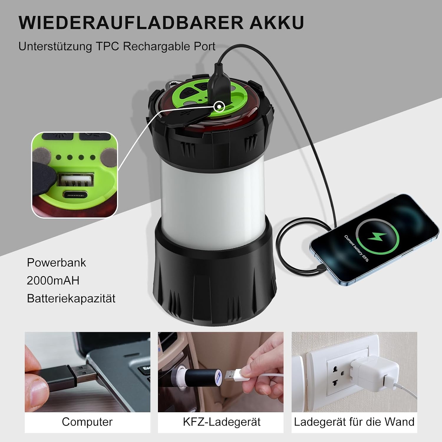 LED Campinglamp met 8 Lichtmodi | USB Oplaadbaar | 55% Korting