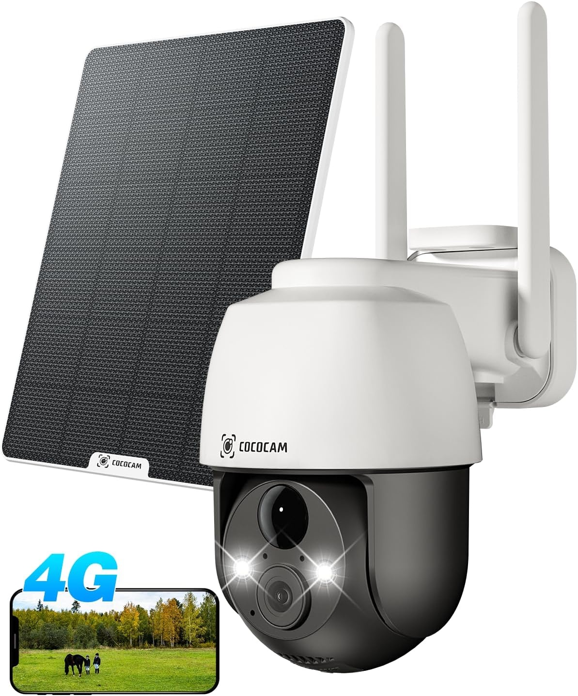 COCOCAM 4G LTE Beveiligingscamera Wit - 2K Draadloos Zonne-energie (34% Korting)
