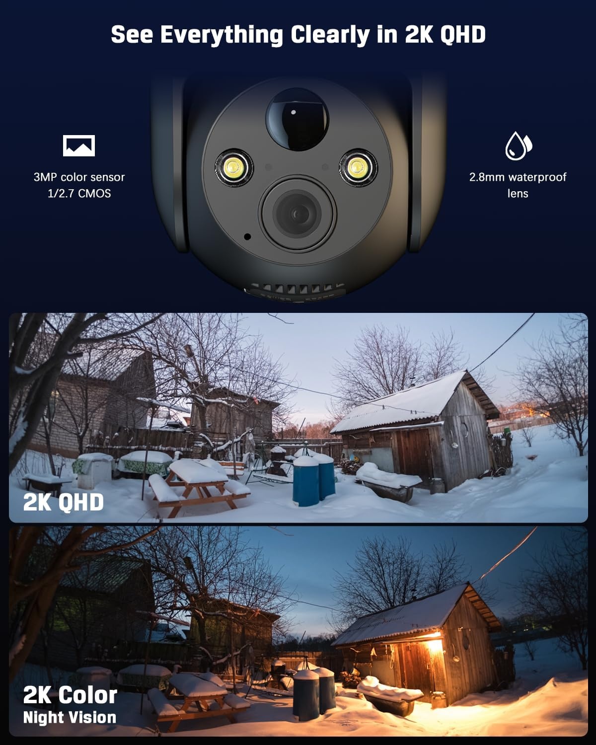 COCOCAM 4G LTE Beveiligingscamera Wit - 2K Draadloos Zonne-energie (34% Korting)