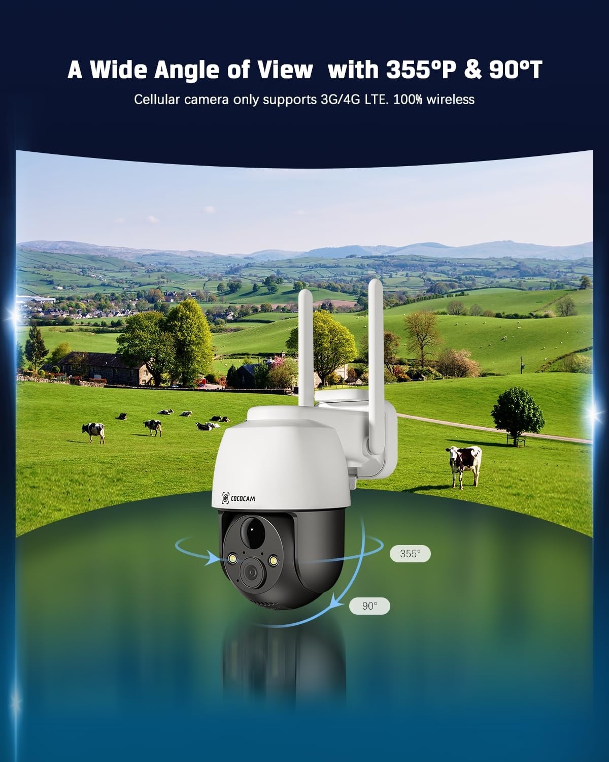 COCOCAM 4G LTE Beveiligingscamera Wit - 2K Draadloos Zonne-energie (34% Korting)