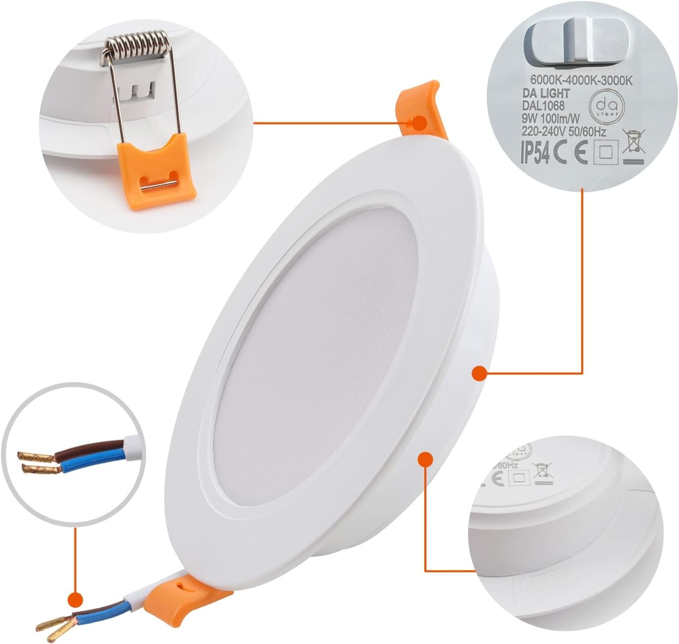 LED Inbouwspots Badkamer 9W IP54 Wit | Set van 6 | 55% Korting