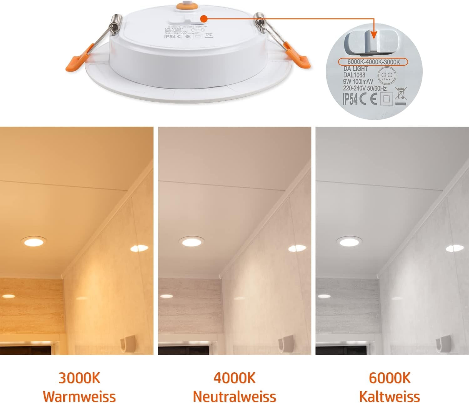 LED Inbouwspots Badkamer 9W IP54 Wit | Set van 6 | 55% Korting