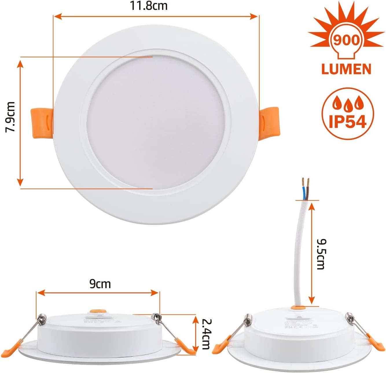 LED Inbouwspots Badkamer 9W IP54 Wit | Set van 6 | 55% Korting