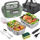 Elektrische Lunchbox 100W, 1.5L - Warm Eten Onderweg & Kantoor (Groen)
