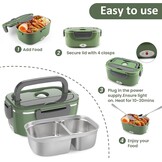 Elektrische Lunchbox 100W, 1.5L - Warm Eten Onderweg & Kantoor (Groen)