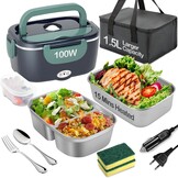 Elektrische Lunchbox 100W, 1.5L - Warm Eten Onderweg & Kantoor (Groen)