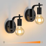 Dimbare Retro Wandlamp Zwart - Touch Bediening - 71% Korting