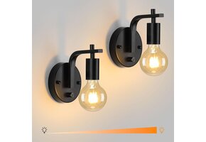 Dimbare Retro Wandlamp Zwart - E27 Fitting - 76% Korting