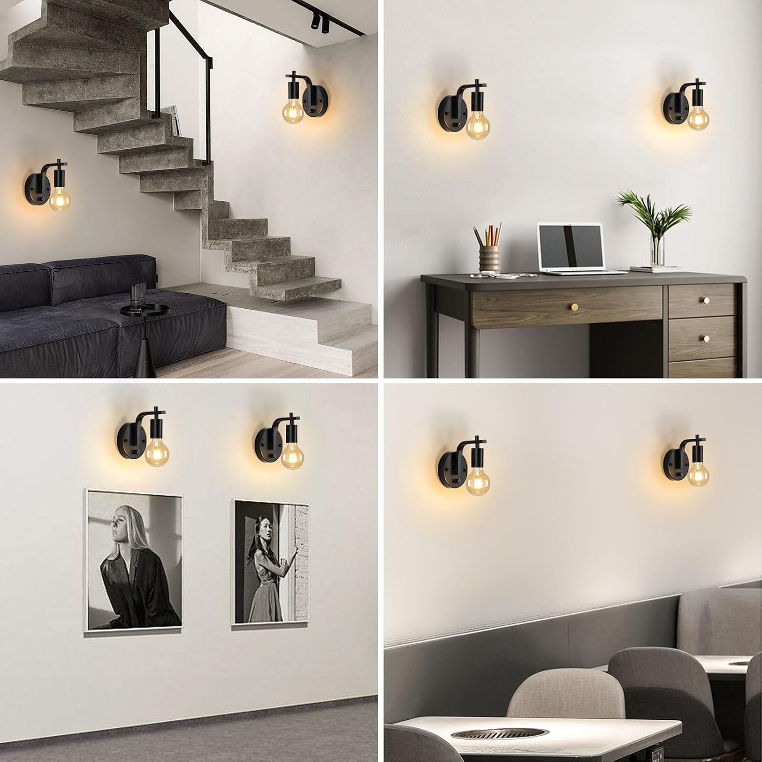 Dimbare Retro Wandlamp Zwart - Touch Bediening - 71% Korting