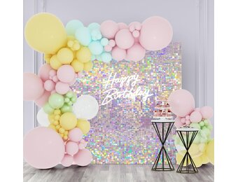 Kate Pailletten Achtergrond Rainbow Zilver 30x30cm (24st) - 30% Korting!