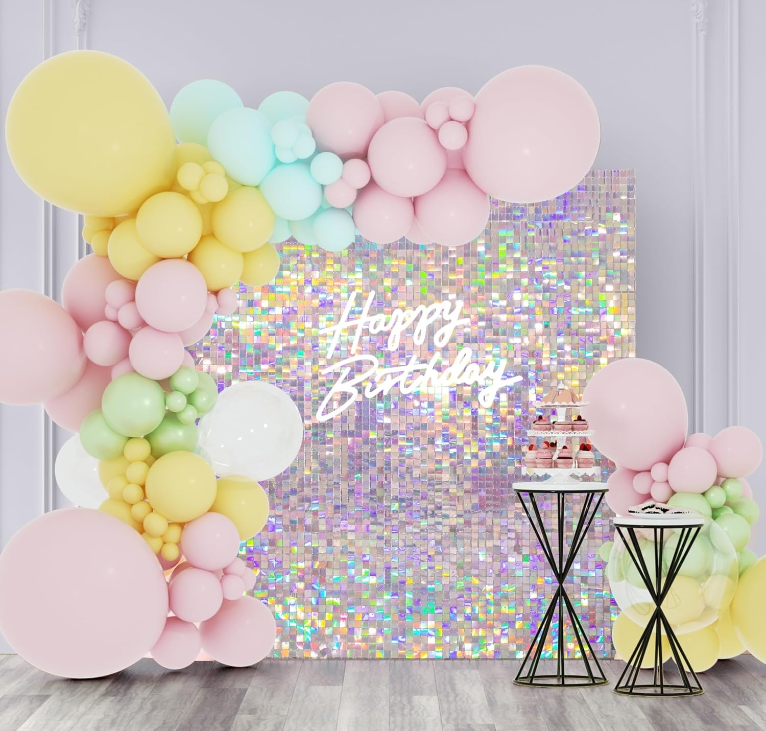 Paillettenwand Zilver Regenboog 24 Stuks 2.16m² - 58% Korting