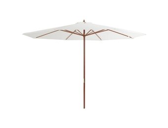 vidaXL Parasol met houten paal 350 cm zandwit