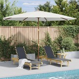 Parasol met Houten Paal 350cm Zandwit - 35% Korting