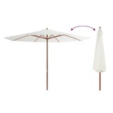Parasol met Houten Paal 350cm Zandwit - 35% Korting