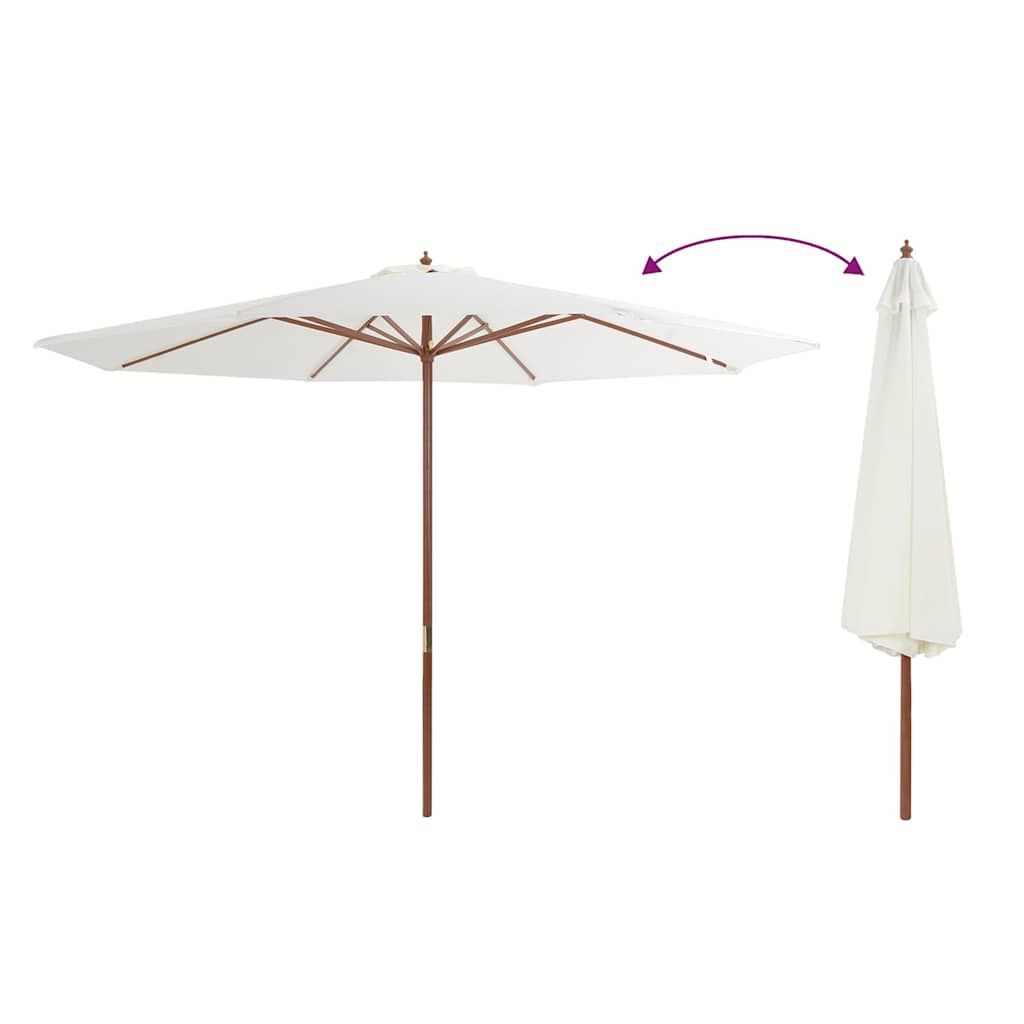 Parasol met Houten Paal 350cm Zandwit - 35% Korting