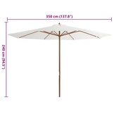 vidaXL Parasol met houten paal 350 cm zandwit