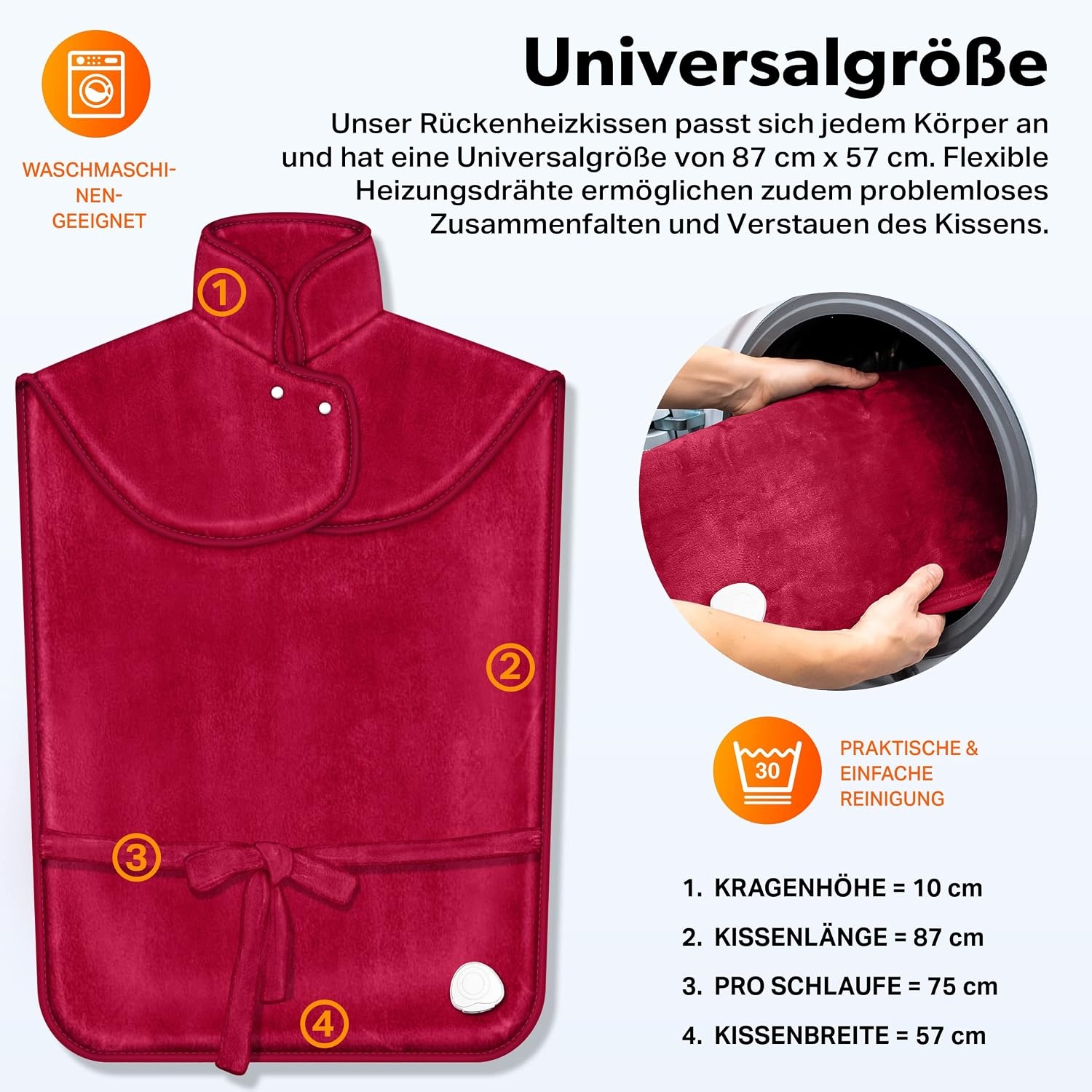 Elektrisch Warmtekussen Wijnrood - 60x85 cm - 3 standen - 33% Korting