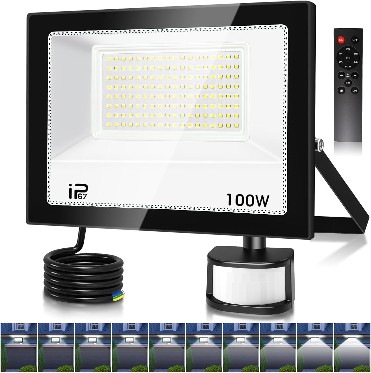 100W LED Buitenlamp met Bewegingsmelder & Afstandsbediening - 34% Korting