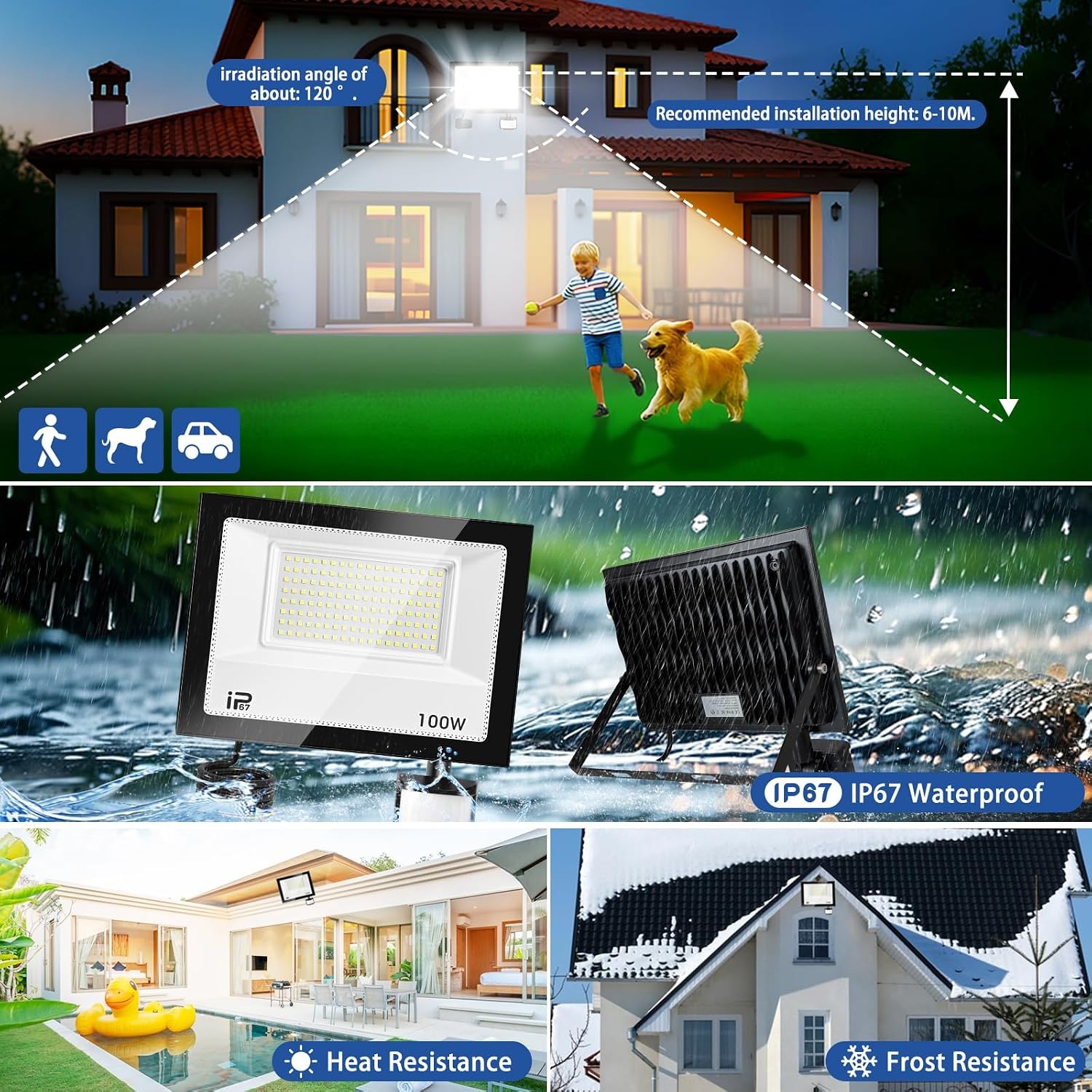 100W LED Buitenlamp met Bewegingsmelder & Afstandsbediening - 34% Korting