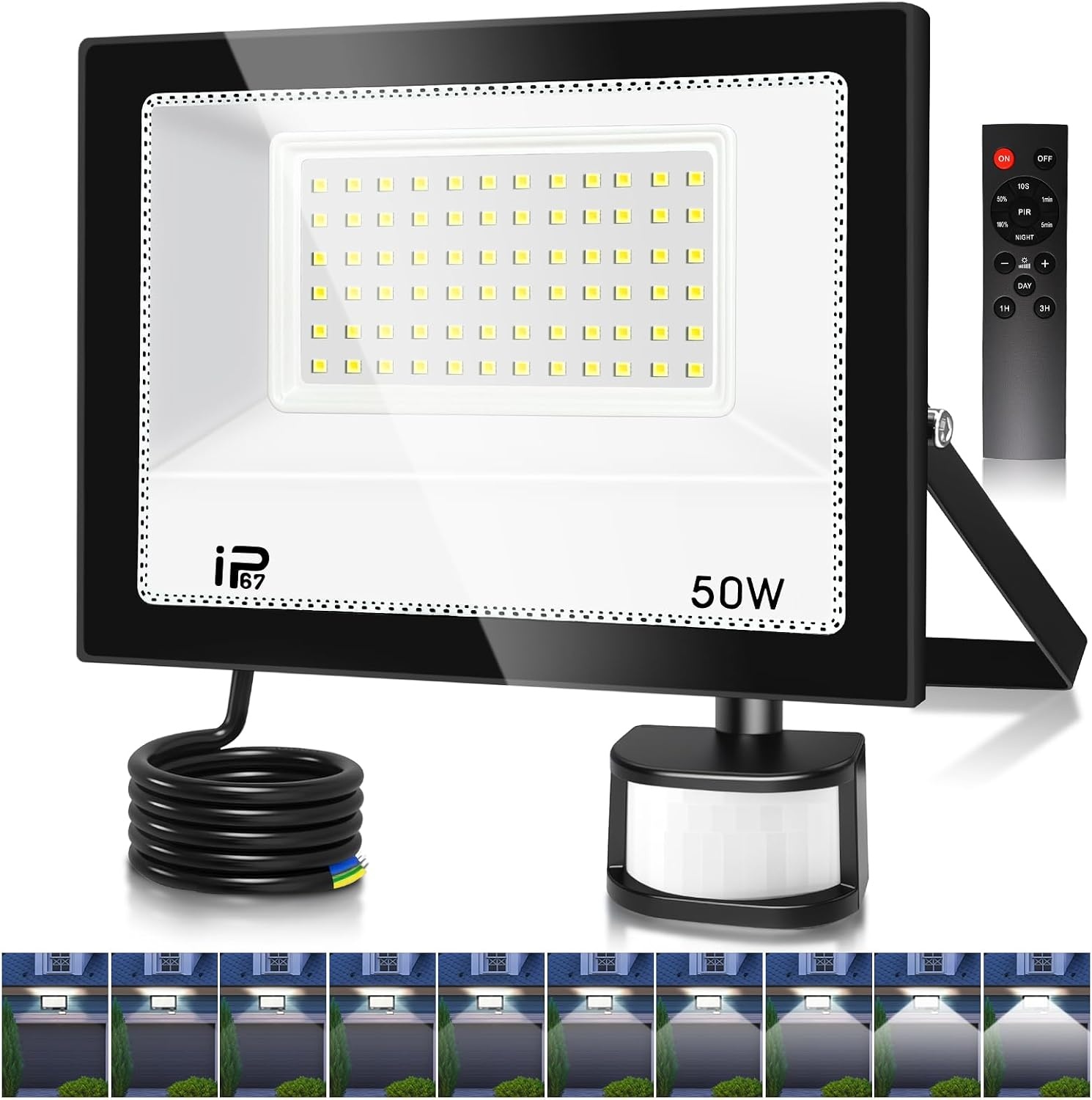 100W LED Buitenlamp met Bewegingsmelder & Afstandsbediening - 34% Korting