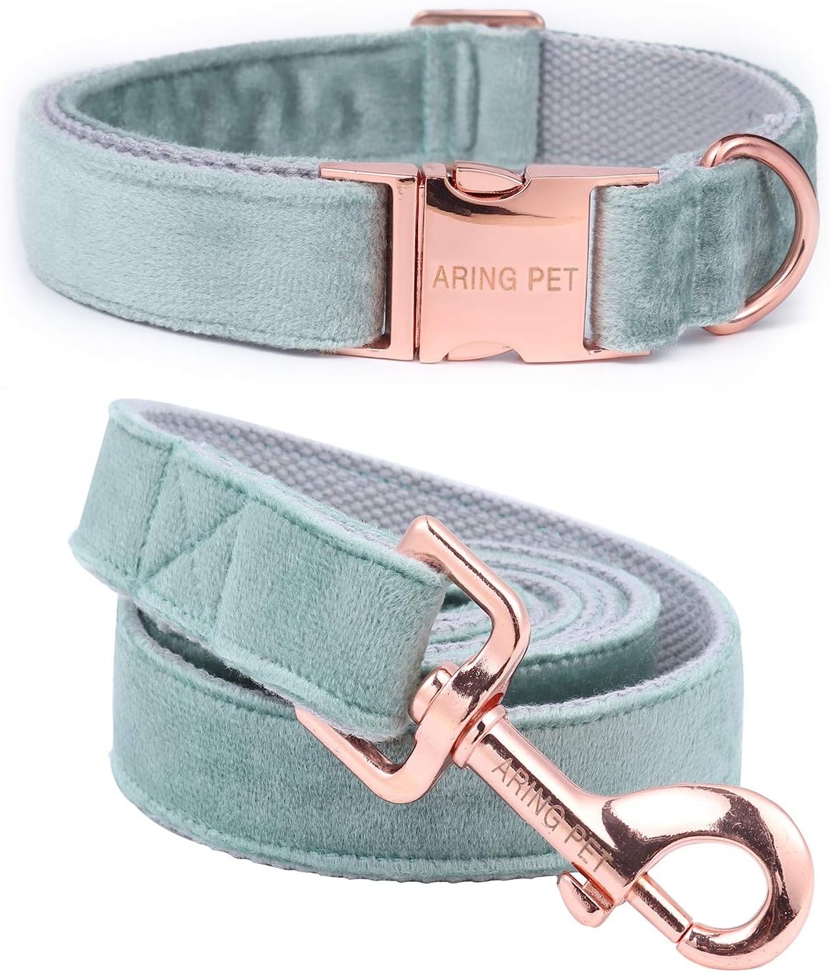 ARING PET Halsband & Lijn Set - Blauw Fluweel (Maat L)