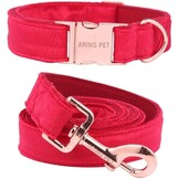 ARING PET Halsband & Lijn Set - Blauw Fluweel (Maat L)