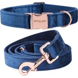 ARING PET Halsband & Lijn Set - Blauw Fluweel (Maat L)