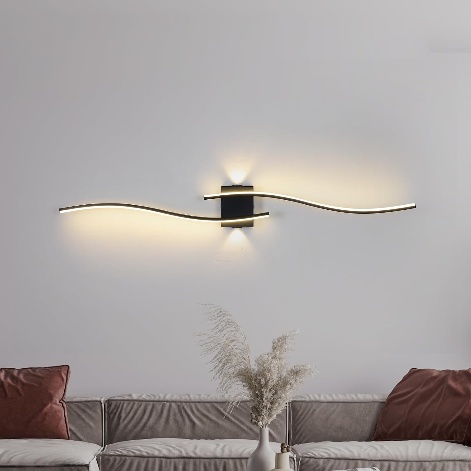 Zwarte LED Wandlamp 120 cm | Warm Wit | 3000K | 58% Korting