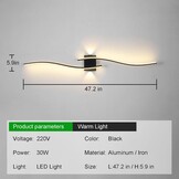 Zwarte LED Wandlamp 120 cm | Warm Wit | 3000K | 58% Korting