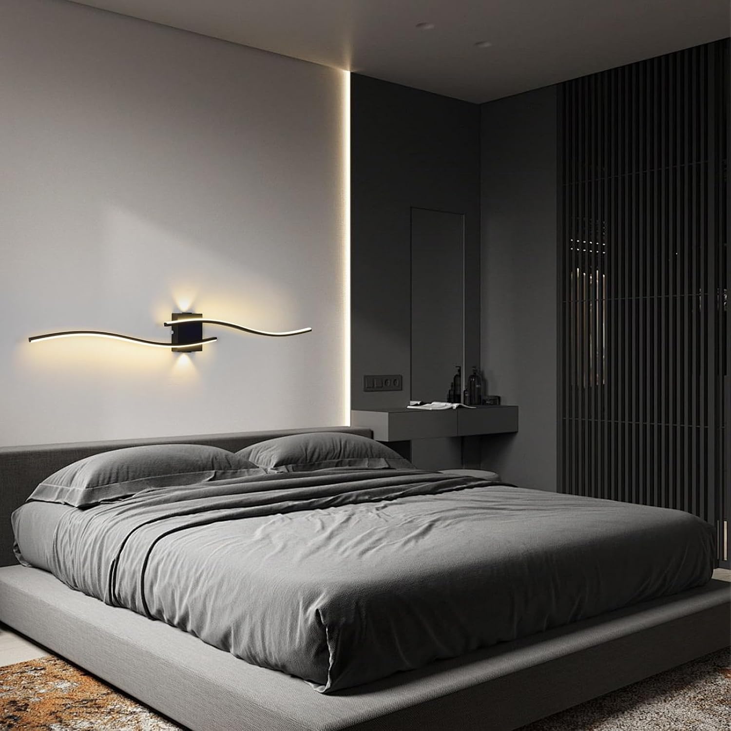 Zwarte LED Wandlamp 120 cm | Warm Wit | 3000K | 58% Korting