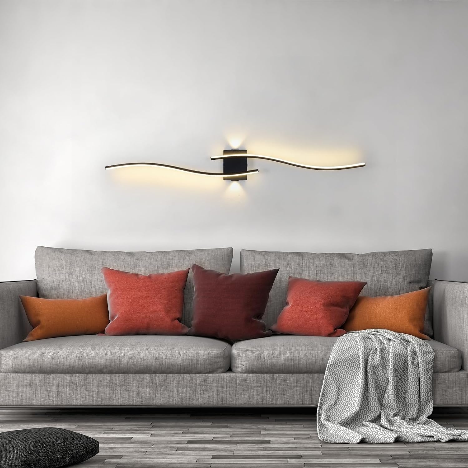Zwarte LED Wandlamp 120 cm | Warm Wit | 3000K | 58% Korting