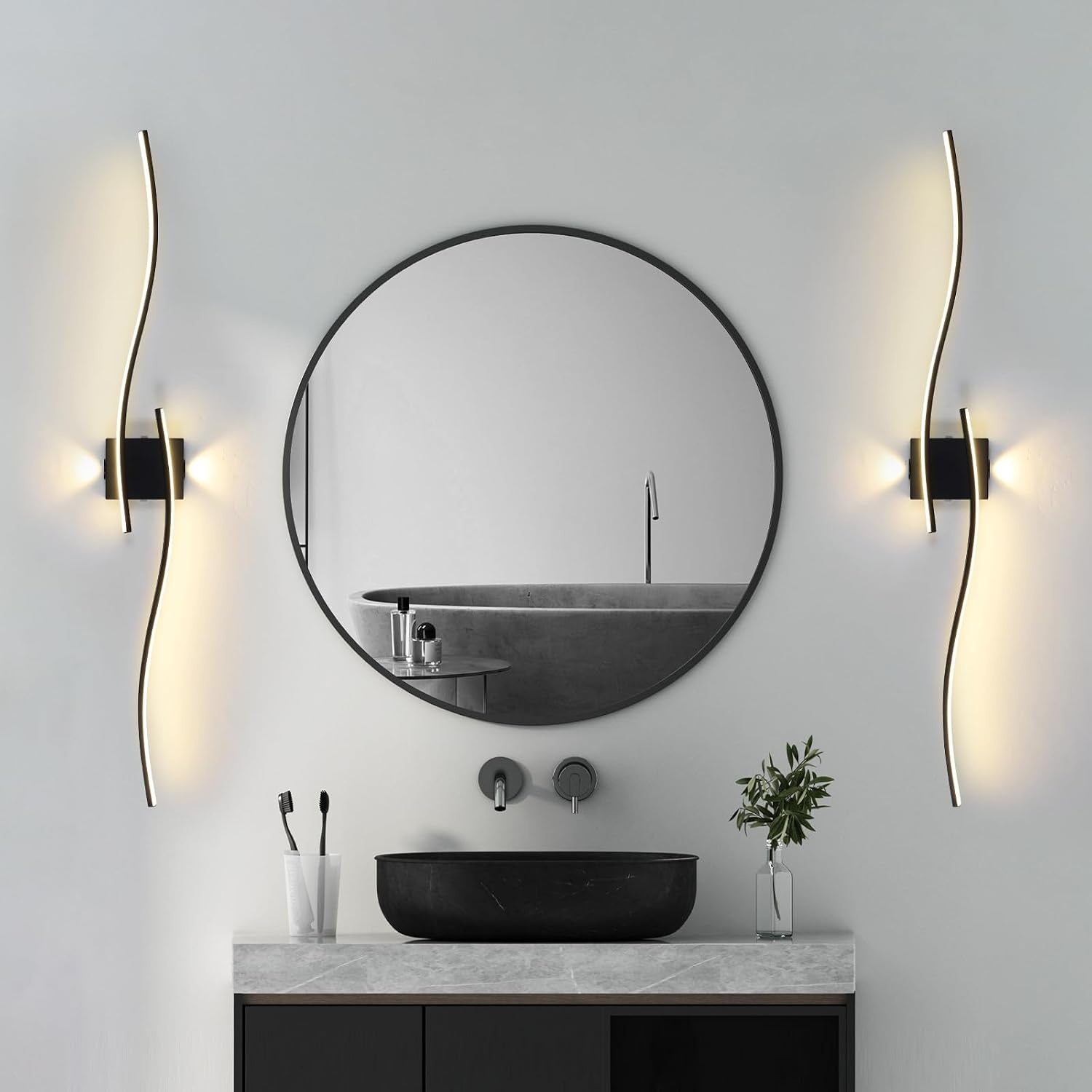 Zwarte LED Wandlamp 120 cm | Warm Wit | 3000K | 58% Korting
