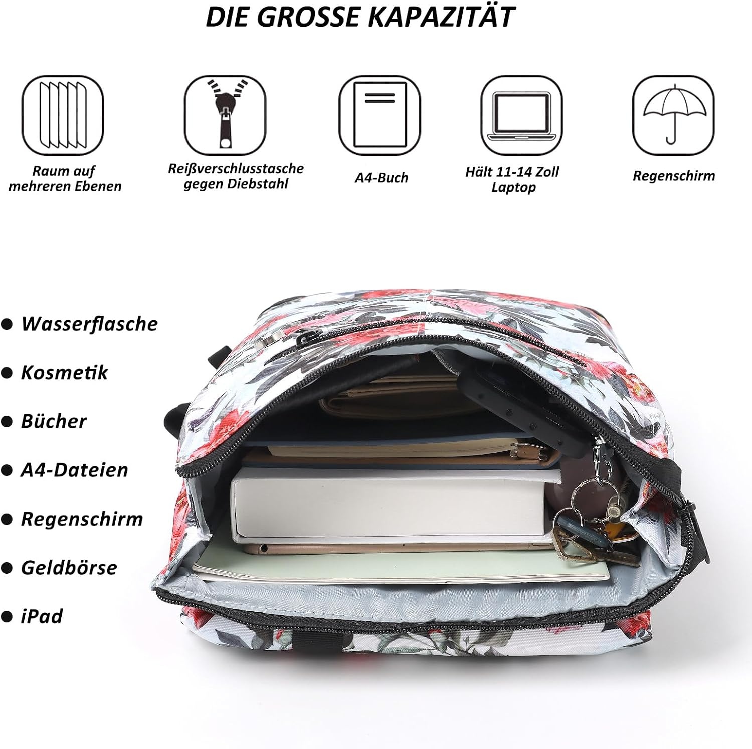 TANTOMI Damesrugzak met laptopvak en diefstalbeveiliging, reisrugzak voor dames, laptoprugzak, rugzak voor uitstapjes, universiteit en kantoor, St-paars, 38 cm
