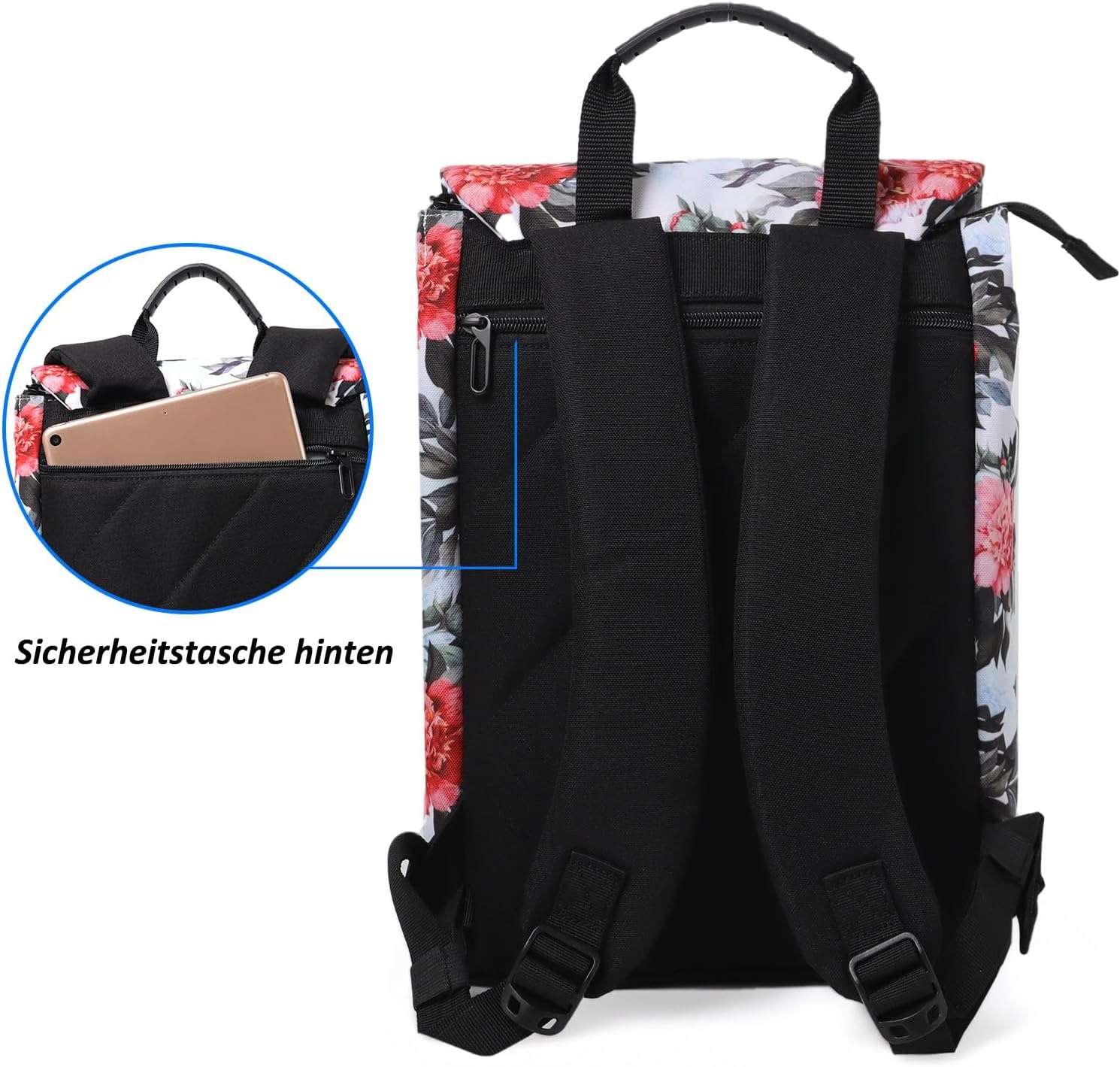TANTOMI Damesrugzak met laptopvak en diefstalbeveiliging, reisrugzak voor dames, laptoprugzak, rugzak voor uitstapjes, universiteit en kantoor, St-paars, 38 cm