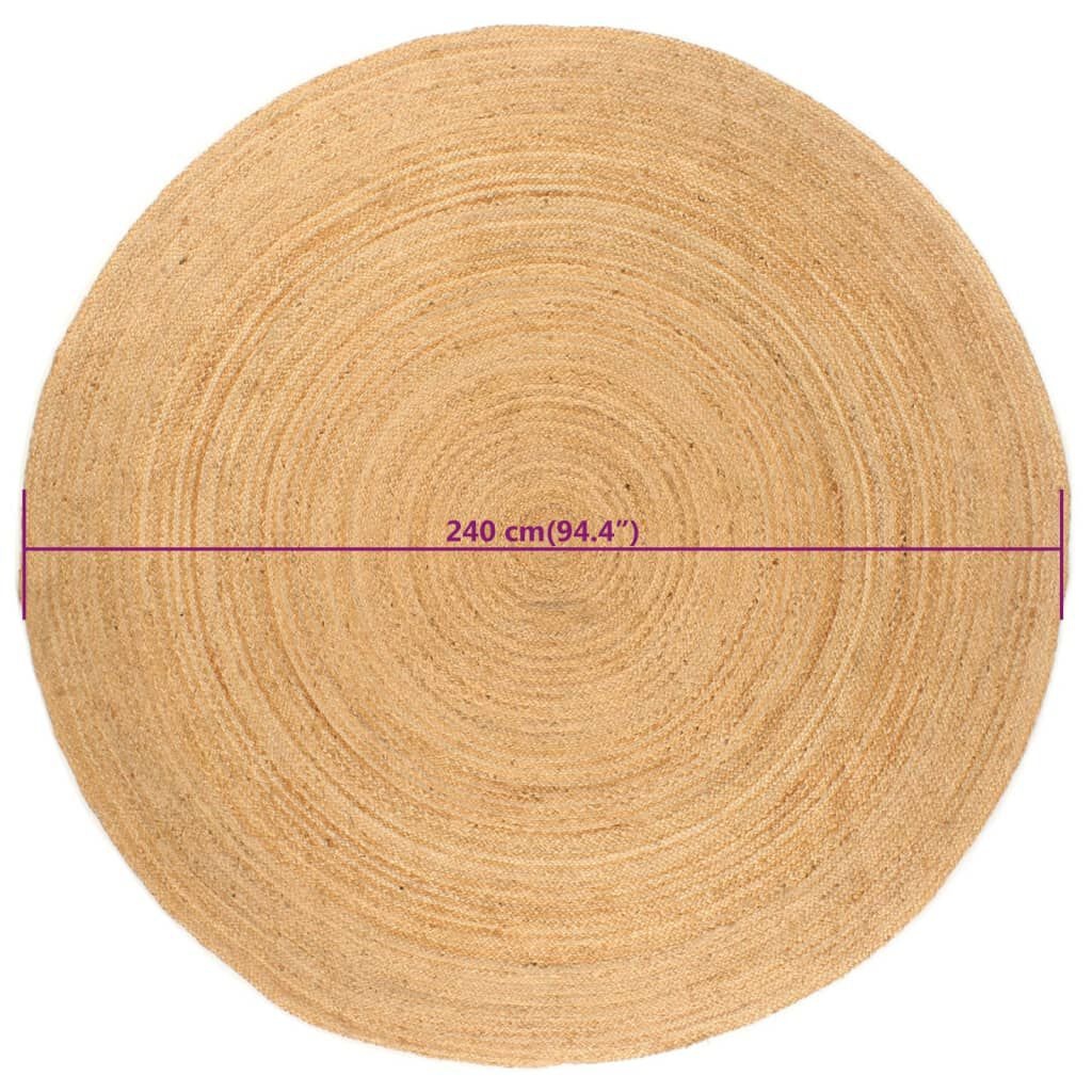 Gevlochten Jute Rond Tapijt Ø 240 cm - Natuurlijk & Duurzaam