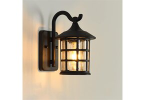 Buitenwandlamp Zwart Metaal/Glas - 40% Korting