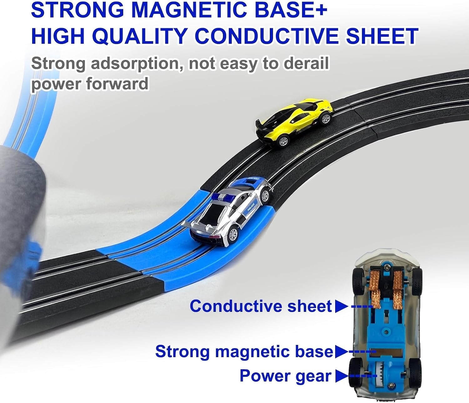 AGM MASTECH Slot Car Race Track Set, High Speed Series Tram Dual Track Set met 4 Gelicentieerde Racing Slot Cars, 2 Handbedieningen, Track Parts en Lapteller, 8,4 M lange baan