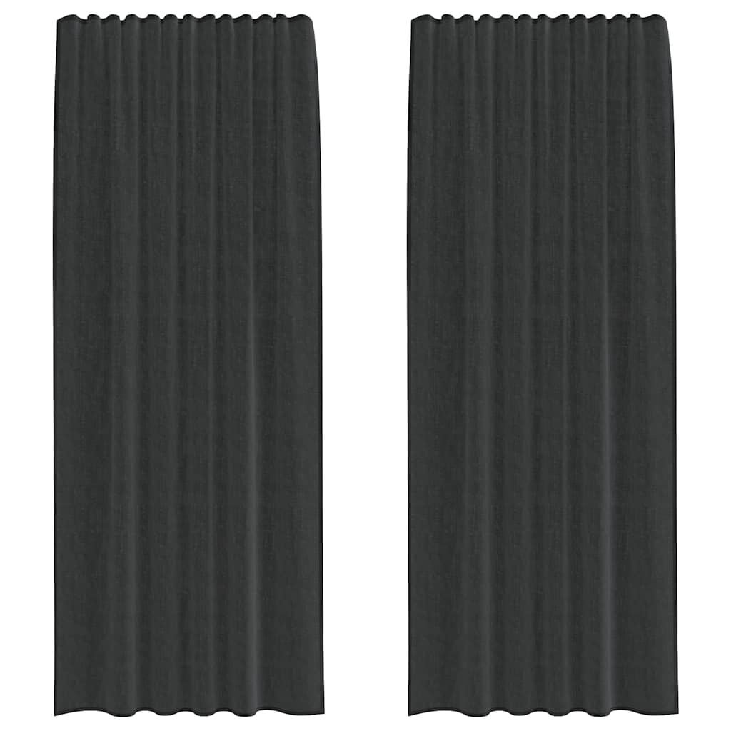 VidaXL Voile Gordijnen Roedezak 2 stuks Zwart (36% Korting)