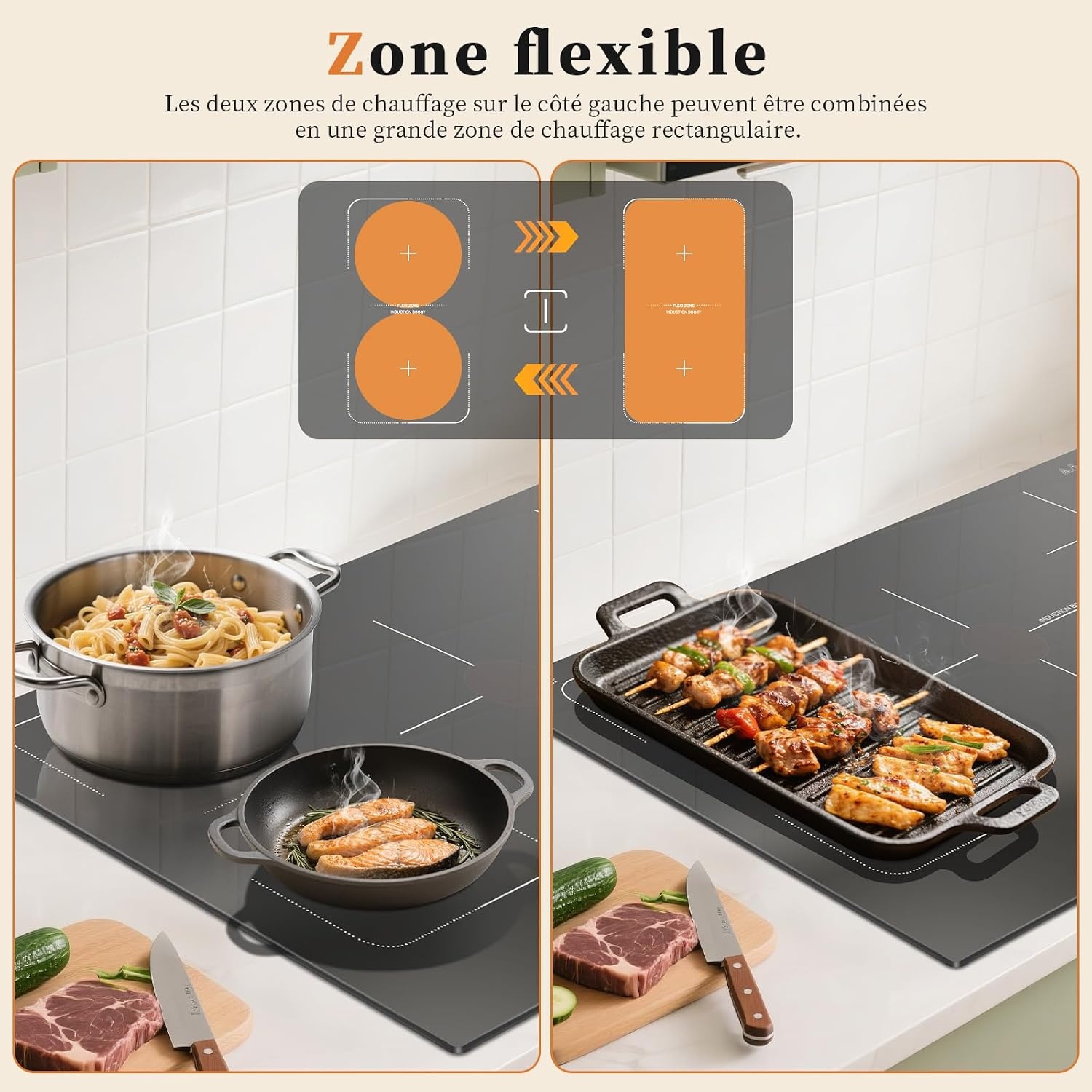Inductiekookplaat 90cm 5 Zones met Flexzone - 35% Korting!