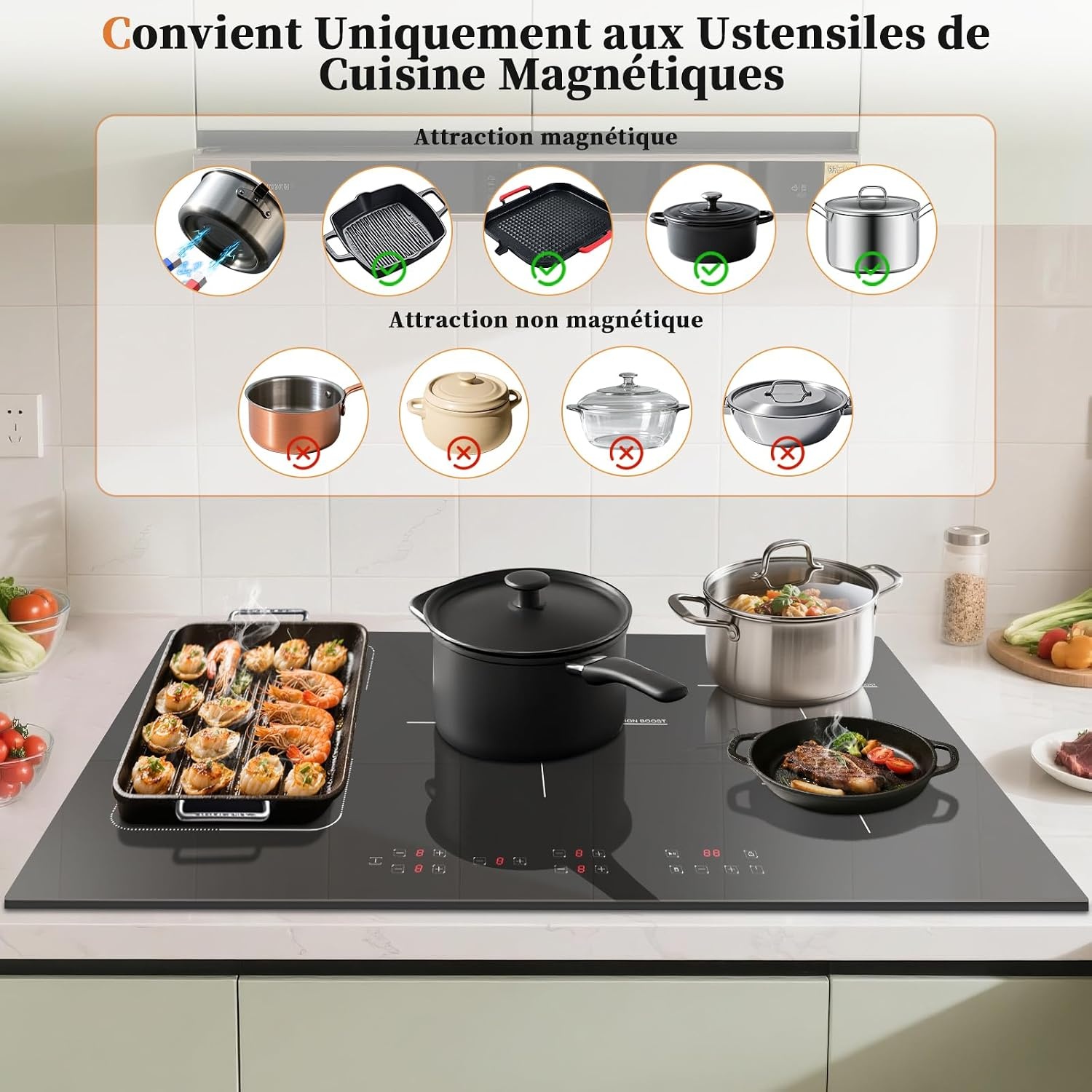 Inductiekookplaat 90cm 5 Zones met Flexzone - 35% Korting!