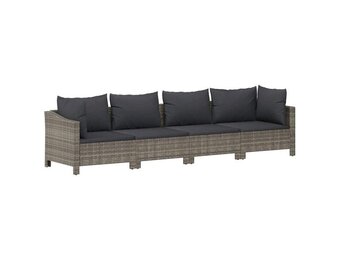 vidaXL 4-delige Loungeset Poly Rattan Grijs - 35% Korting!