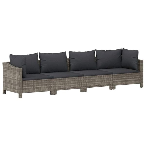 vidaXL 4-delige Loungeset Poly Rattan Grijs - 35% Korting!