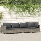 vidaXL 4-delige Loungeset Poly Rattan Grijs - 35% Korting!