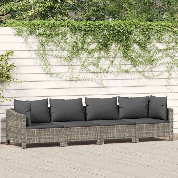 vidaXL 4-delige Loungeset Poly Rattan Grijs - 35% Korting!