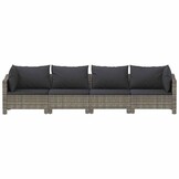 vidaXL 4-delige Loungeset Poly Rattan Grijs - 35% Korting!