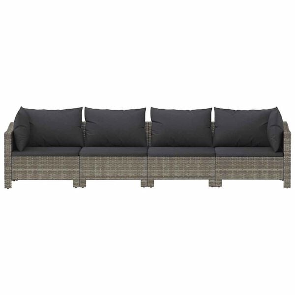 vidaXL 4-delige Loungeset Poly Rattan Grijs - 35% Korting!
