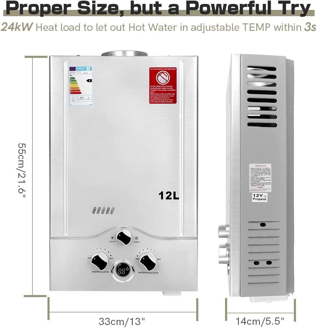 Doorstroomboiler 24kW LPG - 12LPM - 35% korting!