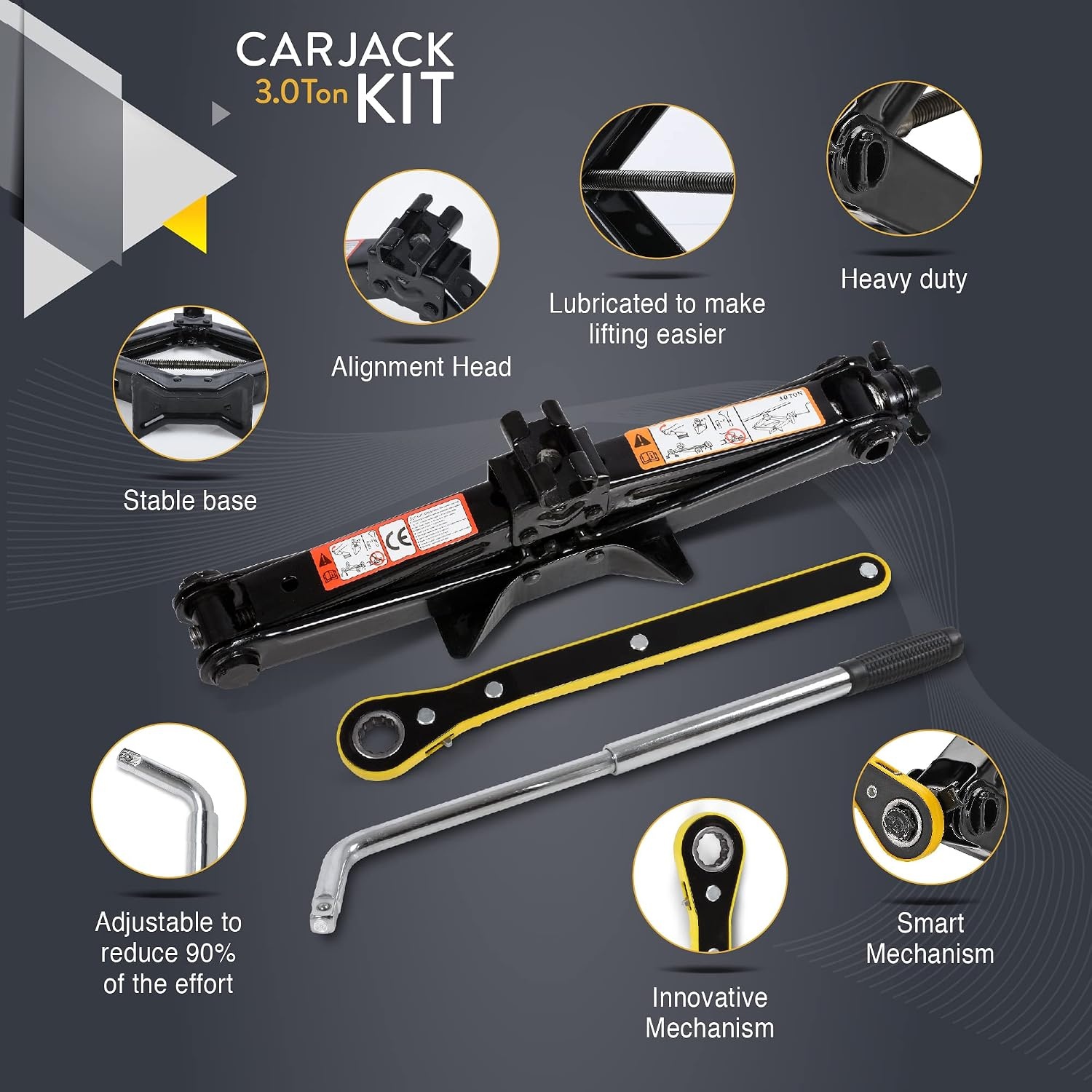 Universele Autokrik Set 3 Ton - Bandenwissel Noodkit