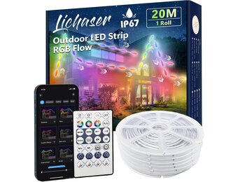 20m Waterdichte LED-strip RGB+IC (Buiten/Binnen) - DIY Effecten & App Bediening - 29% Korting